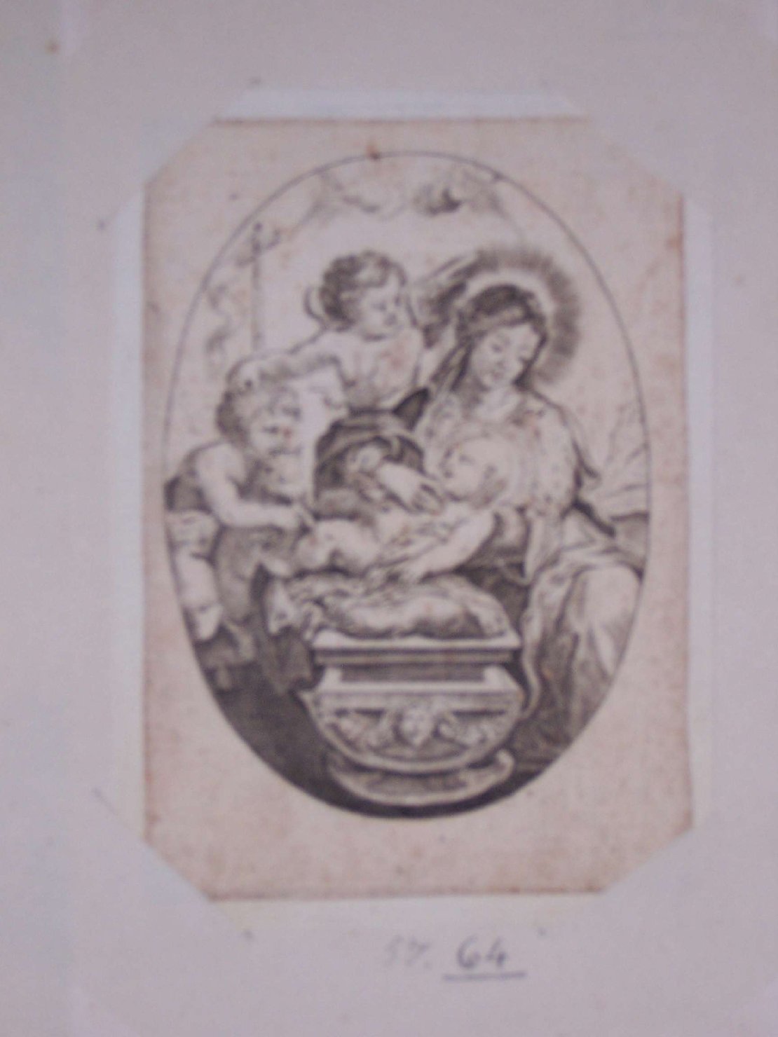 Madonna con Bambino e San Giovannino (stampa) - ambito europeo (sec. XVIII)