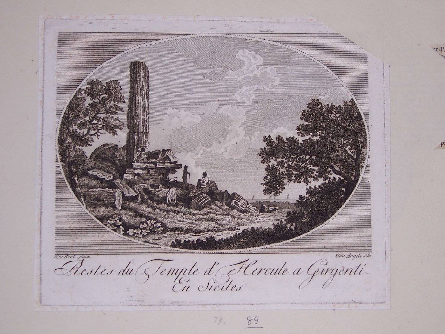 Tempio d'ercole a Girgenti (stampa) di Hackert Philipp, Angeli Giuseppe (sec. XVIII)