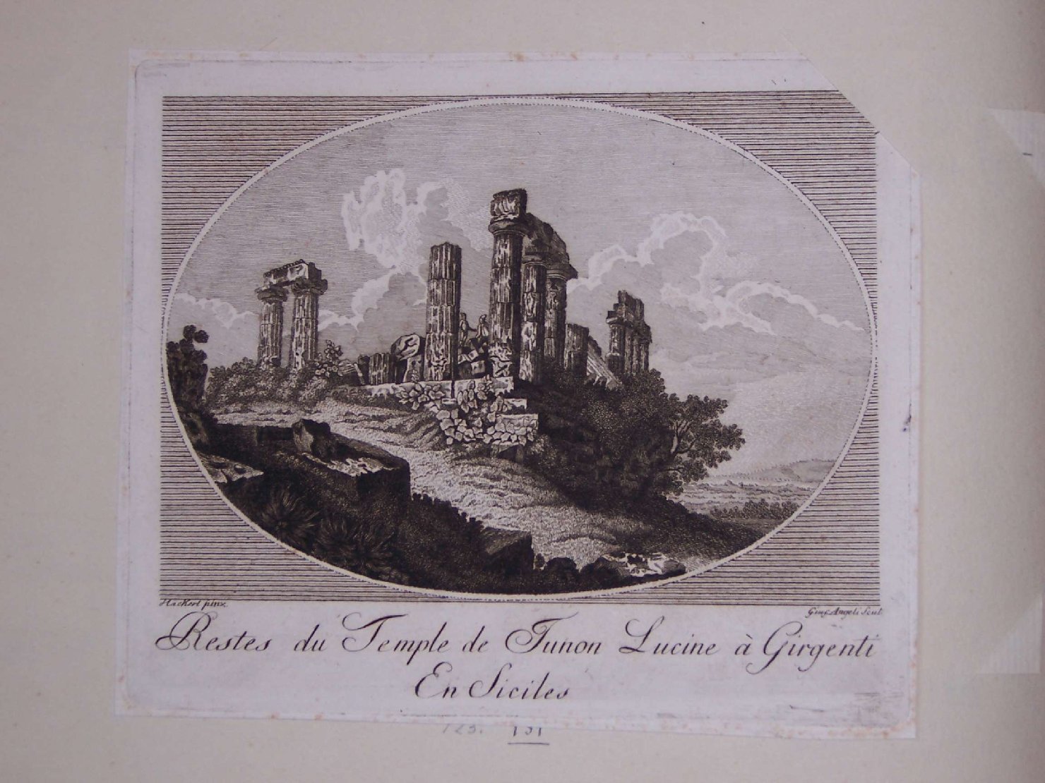rovine del tempio di Giunone Lucina a Agrigento (stampa) di Hackert Philipp, Angeli Giuseppe (sec. XVIII)