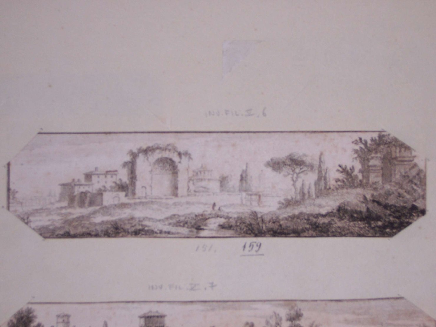 paesaggio con rovine (stampa) - ambito europeo (sec. XVIII)