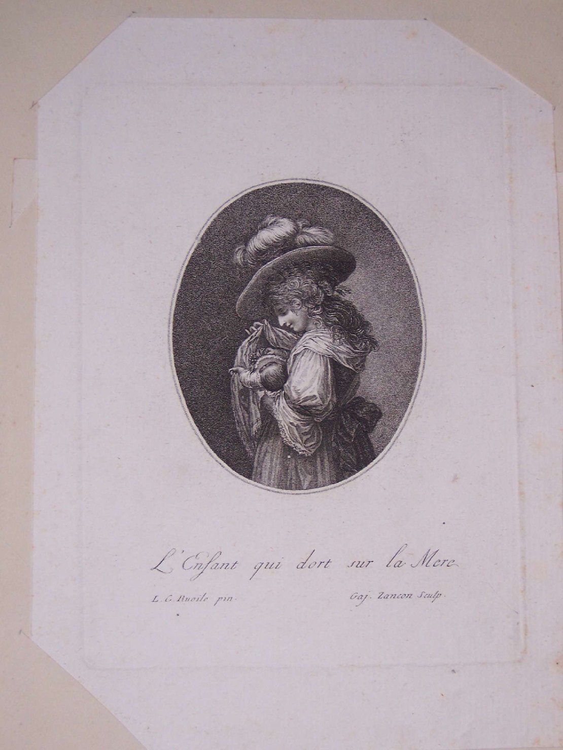 giovane madre con infante (stampa) di Zancon Gaetano, Ruoile L. G (sec. XVIII)