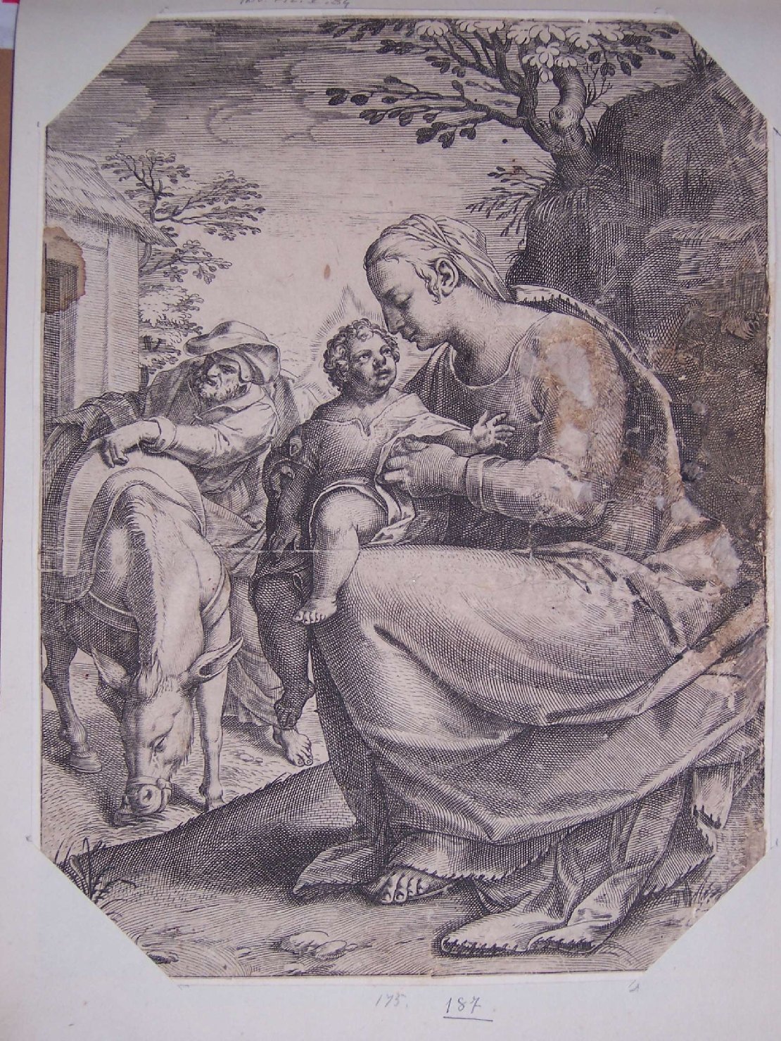 riposo nella fuga in Egitto (stampa) - ambito europeo (sec. XVII)