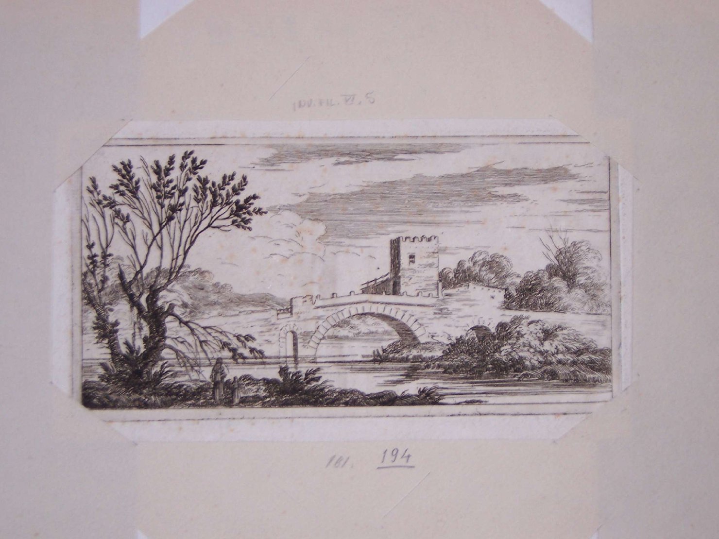 paesaggio fluviale (stampa) - ambito europeo (sec. XVIII)