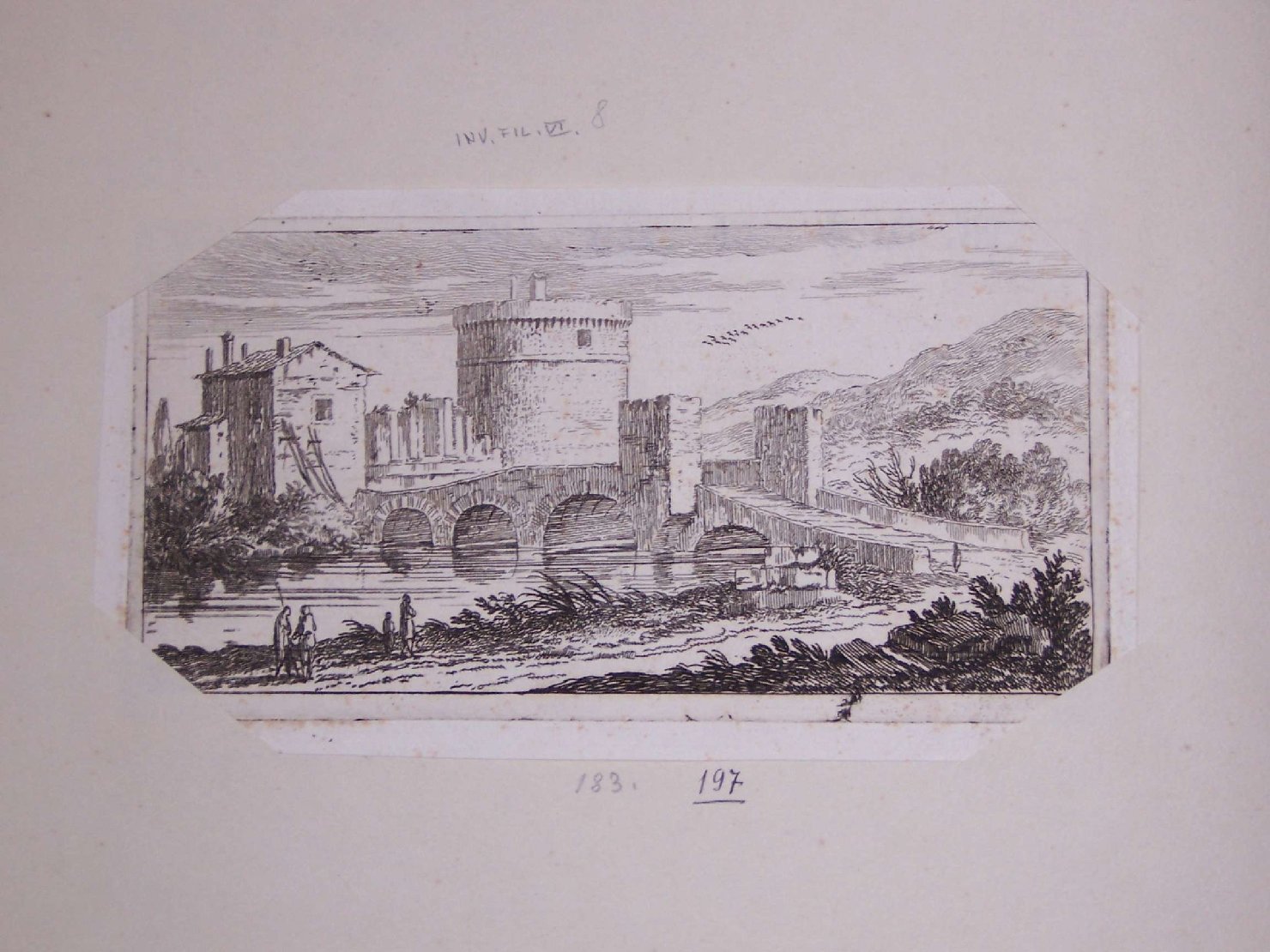 paesaggio fluviale (stampa) - ambito europeo (sec. XVIII)