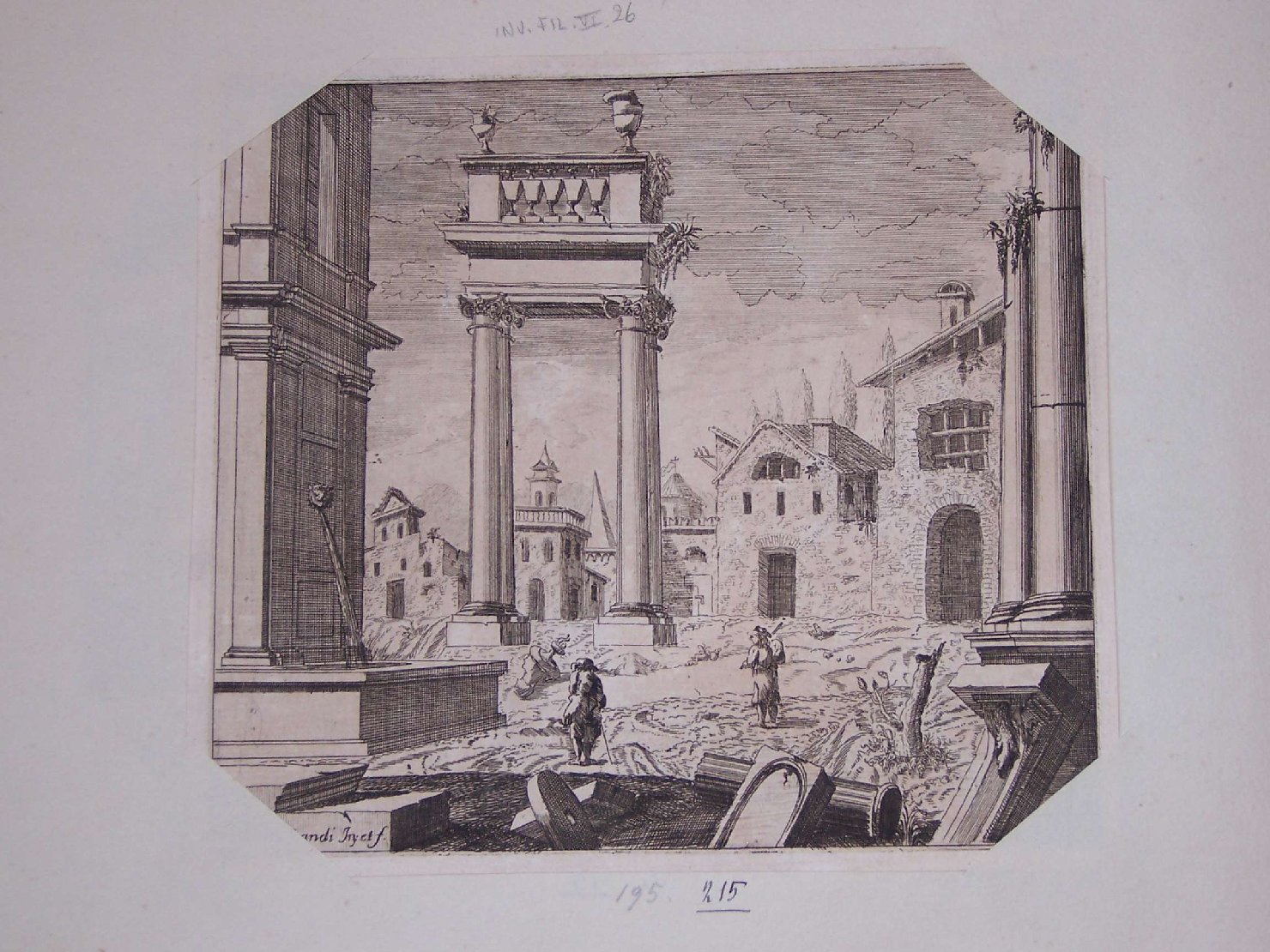 capriccio architettonico (stampa) di Landi Antonio (sec. XVIII)