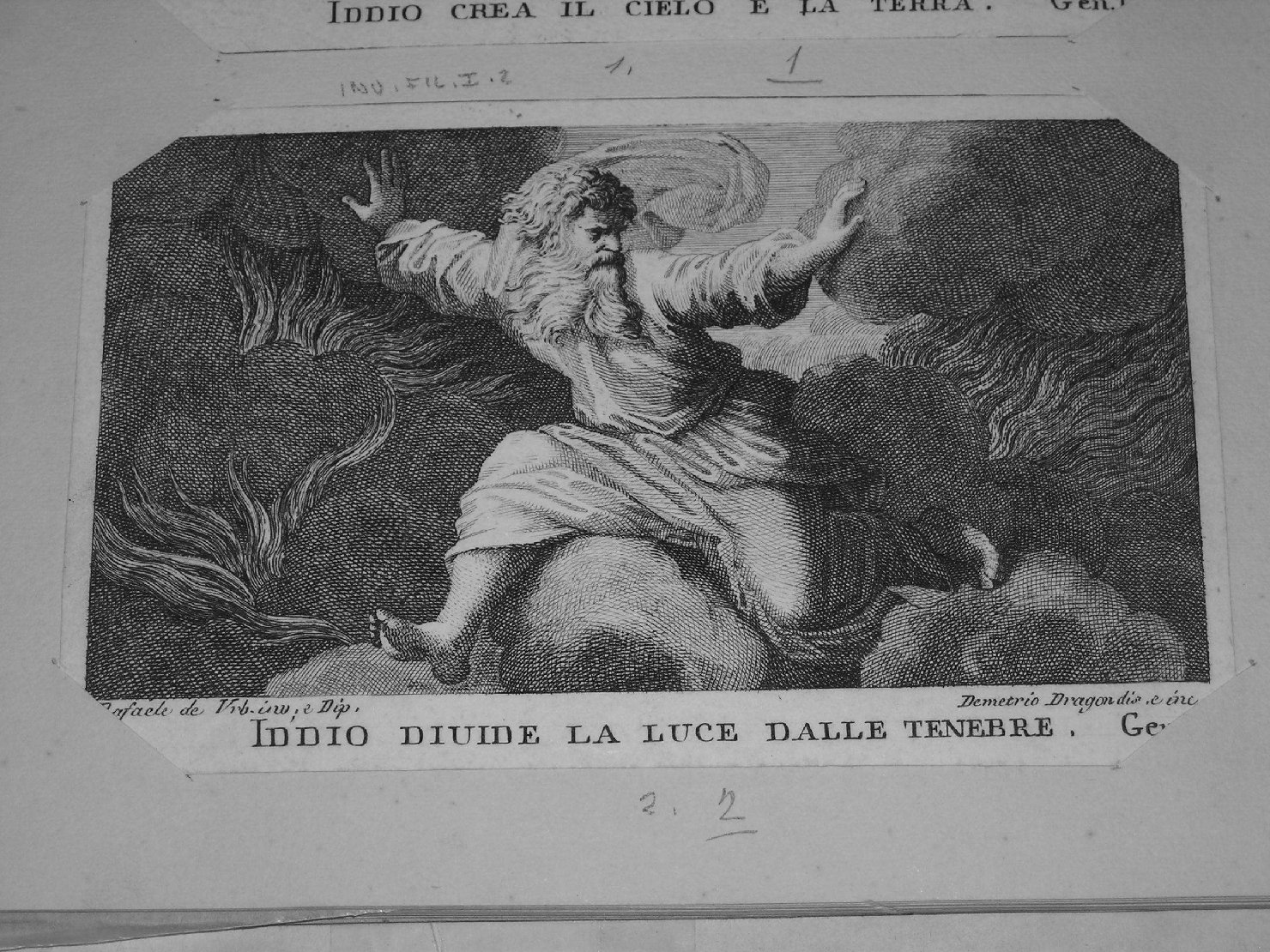 separazione della luce dalle tenebre (stampa) di Sanzio Raffaello, Dragon Demetrio (sec. XVIII)