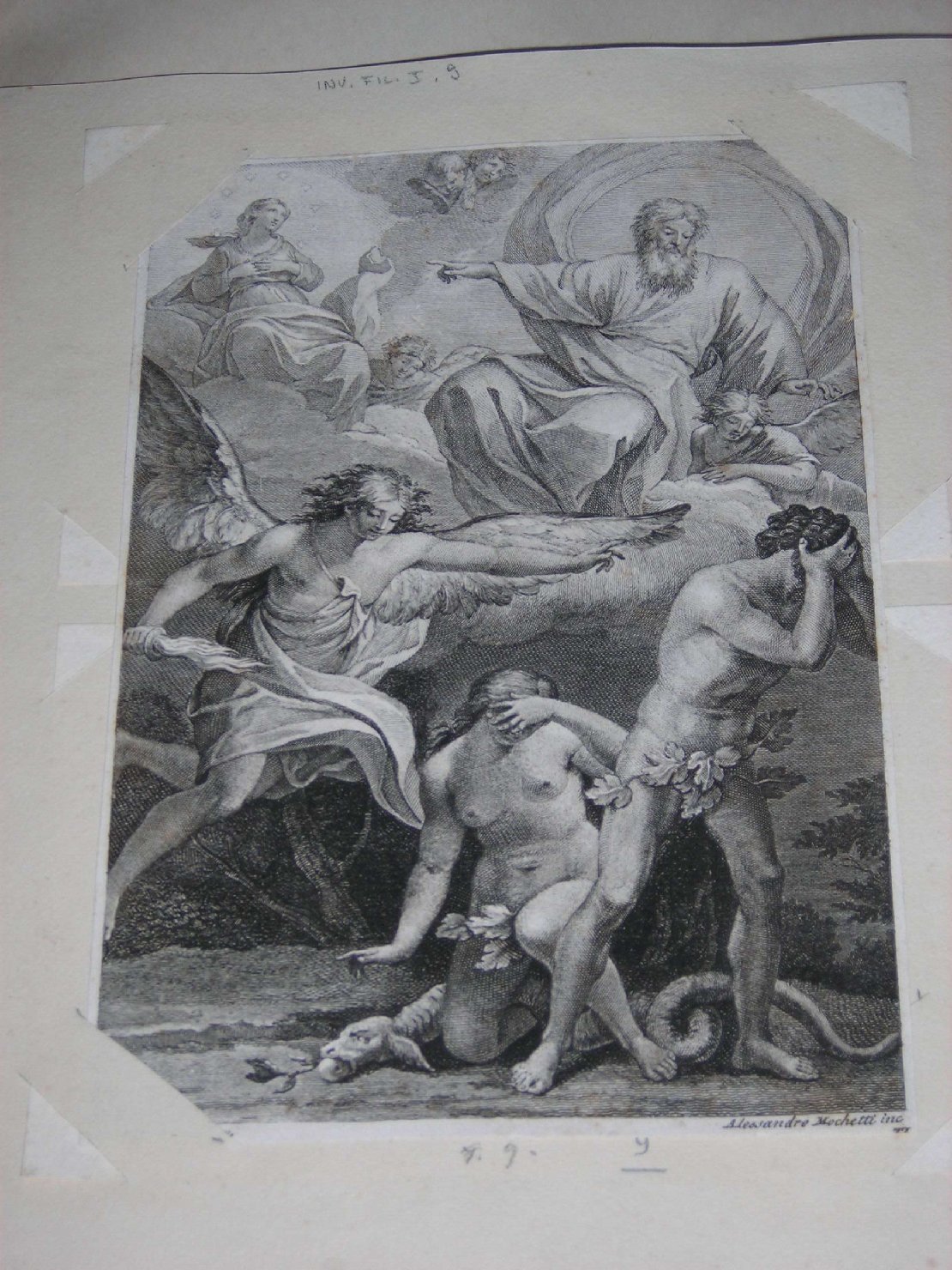 cacciata di Adamo ed Eva dal paradiso terrestre (stampa) di Poussin Nicolas, Mochetti Alessandro (sec. XVIII)