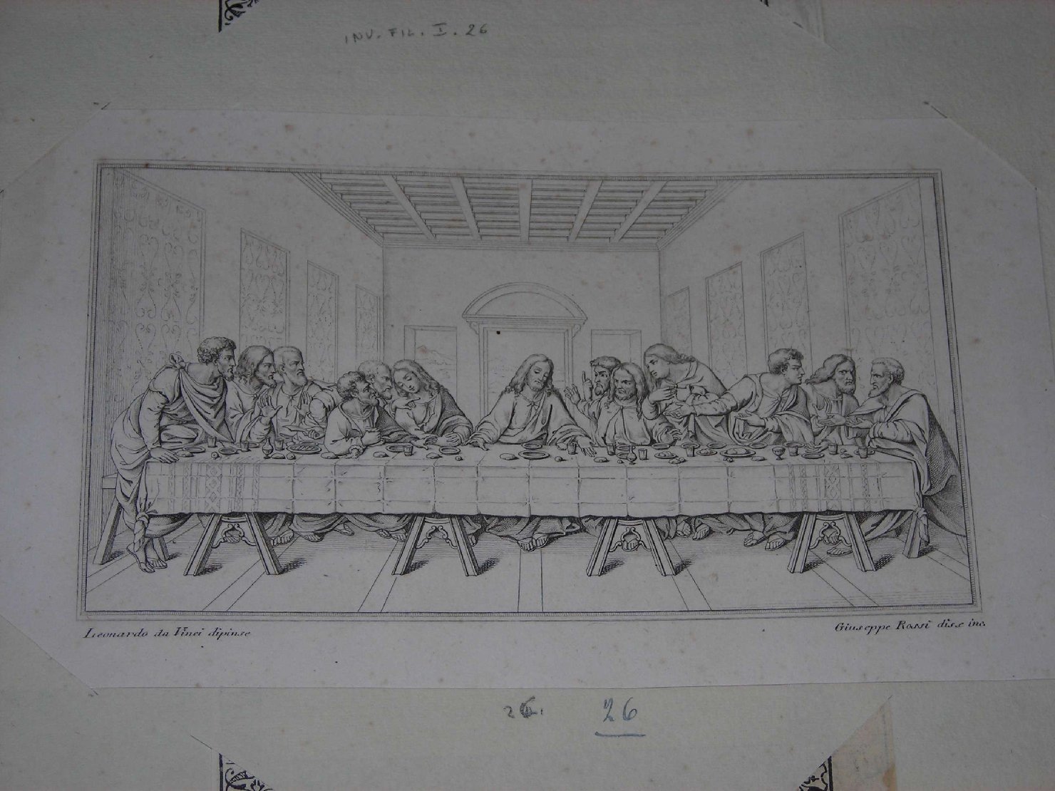 ultima cena (stampa) di Leonardo da Vinci, Rossi Giuseppe (sec. XIX)