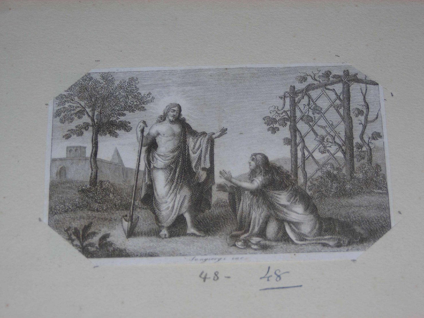 apparizione di Cristo risorto a Santa Maria Maddalena (stampa) di Sangiorgi Nicola (sec. XIX)