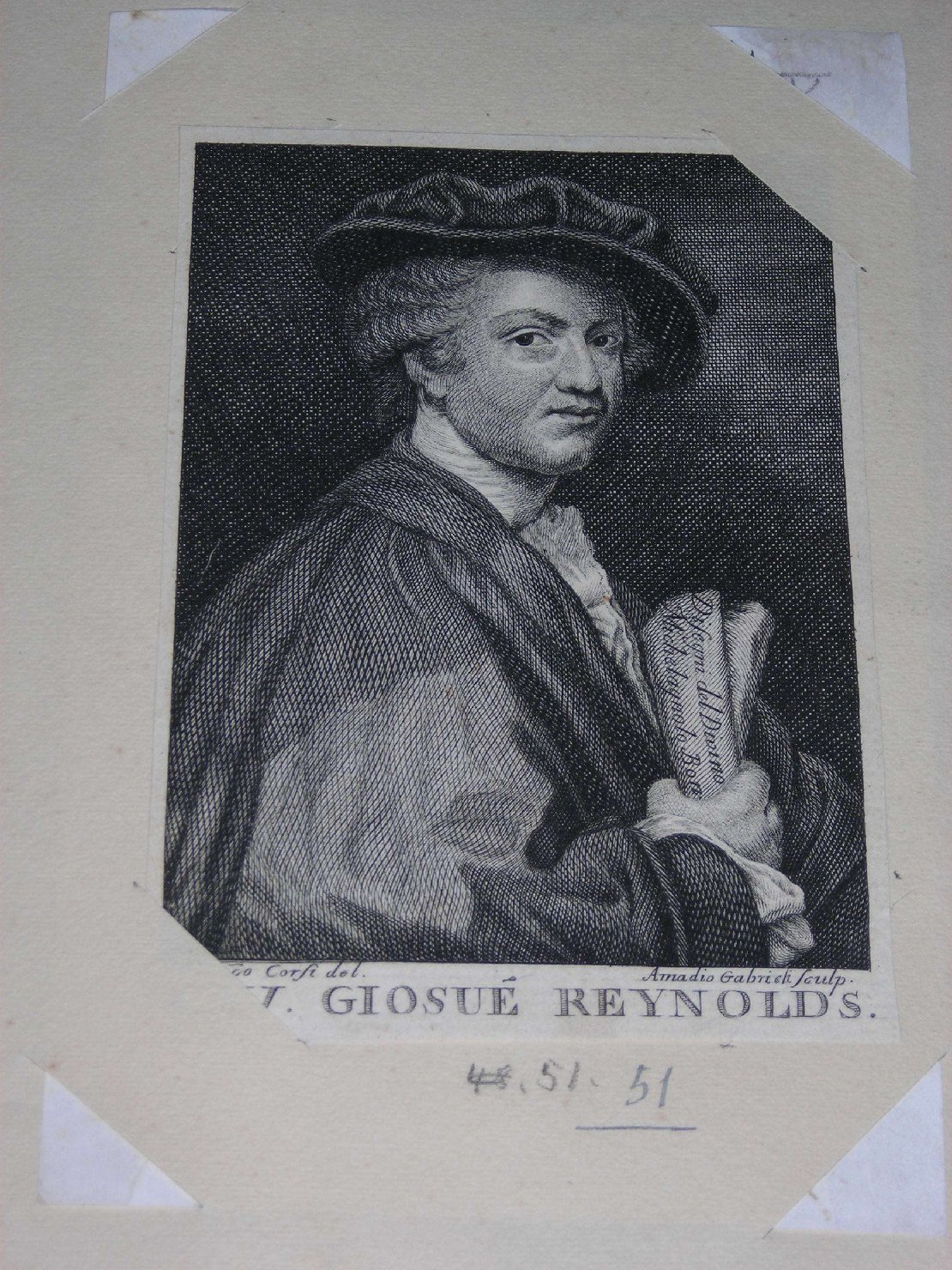 ritratto di sir Joshua Reynolds (stampa) di Corsi, Gabrieli Amedeo (sec. XIX)