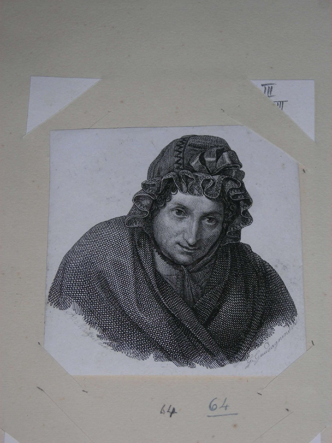 ritratto di donna (stampa) di Guadagnini Gaetano, Muzzil A (sec. XIX)