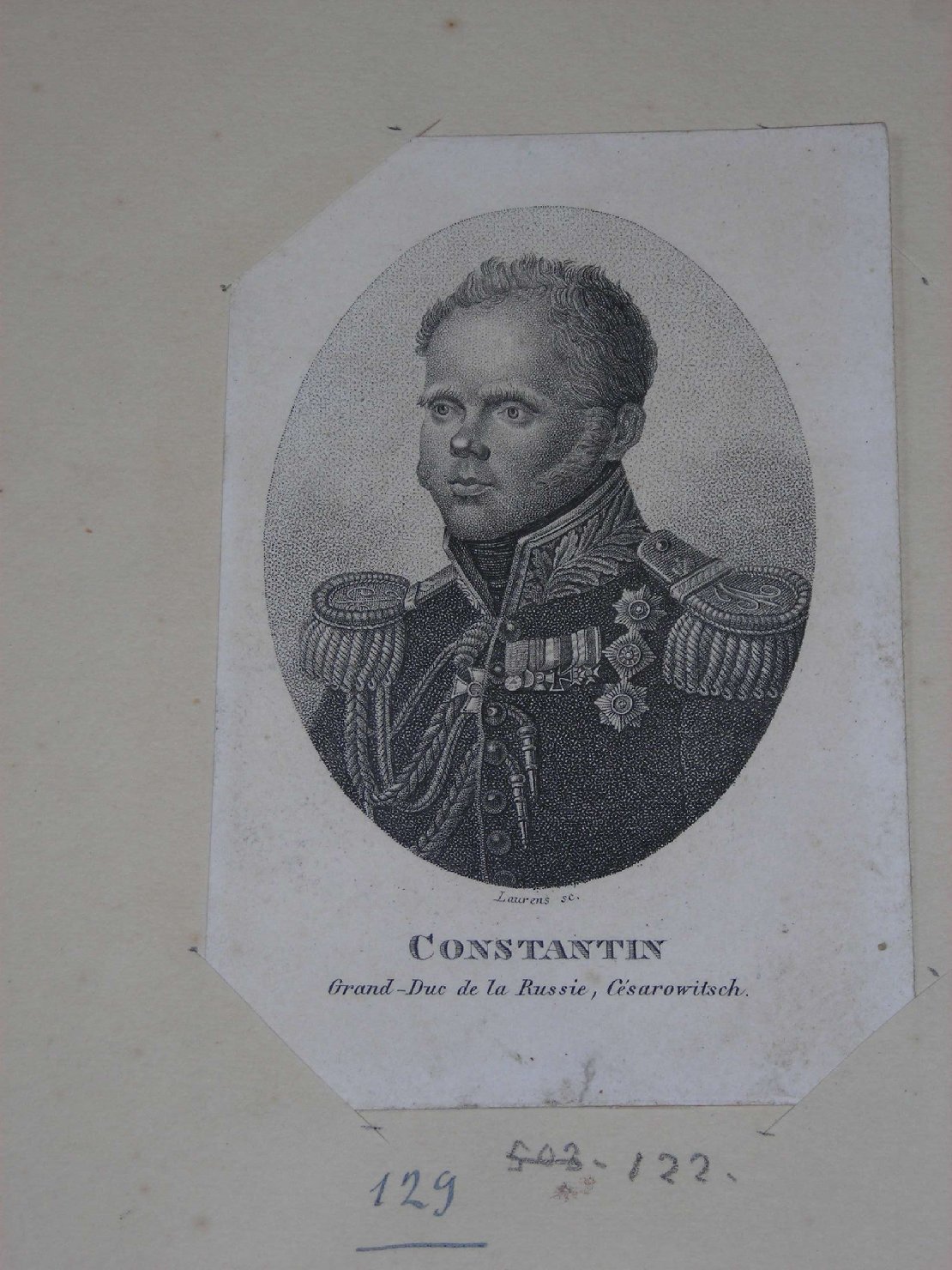 ritratto d'uomo (stampa) di Laurens Jules (sec. XIX)