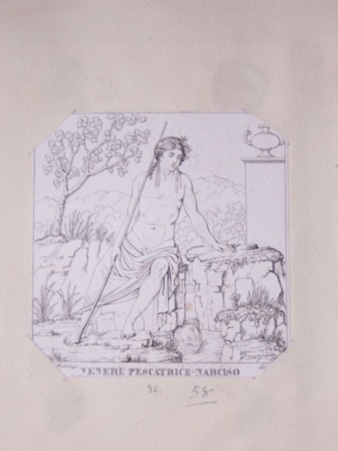 Narciso alla fonte (stampa) di Pistolesi Saverio (sec. XIX)