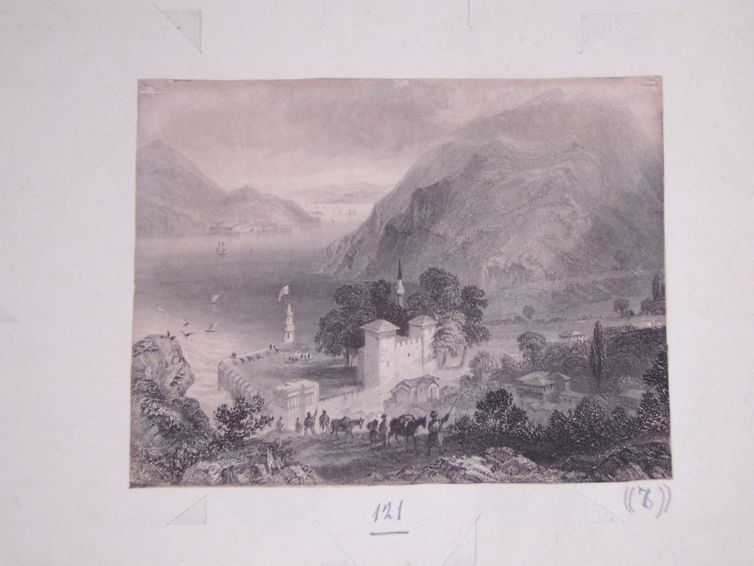 paesaggio lacustre (stampa) - ambito europeo (sec. XIX)