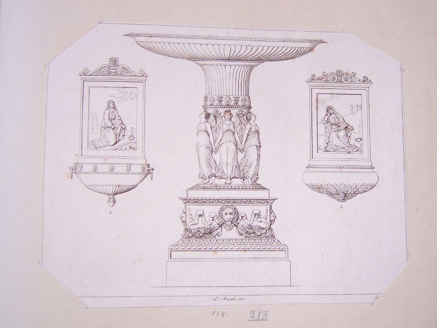 acquasantiere (stampa) di Durelli G, Aureli Lodovico, Martelli Luigi (sec. XIX)