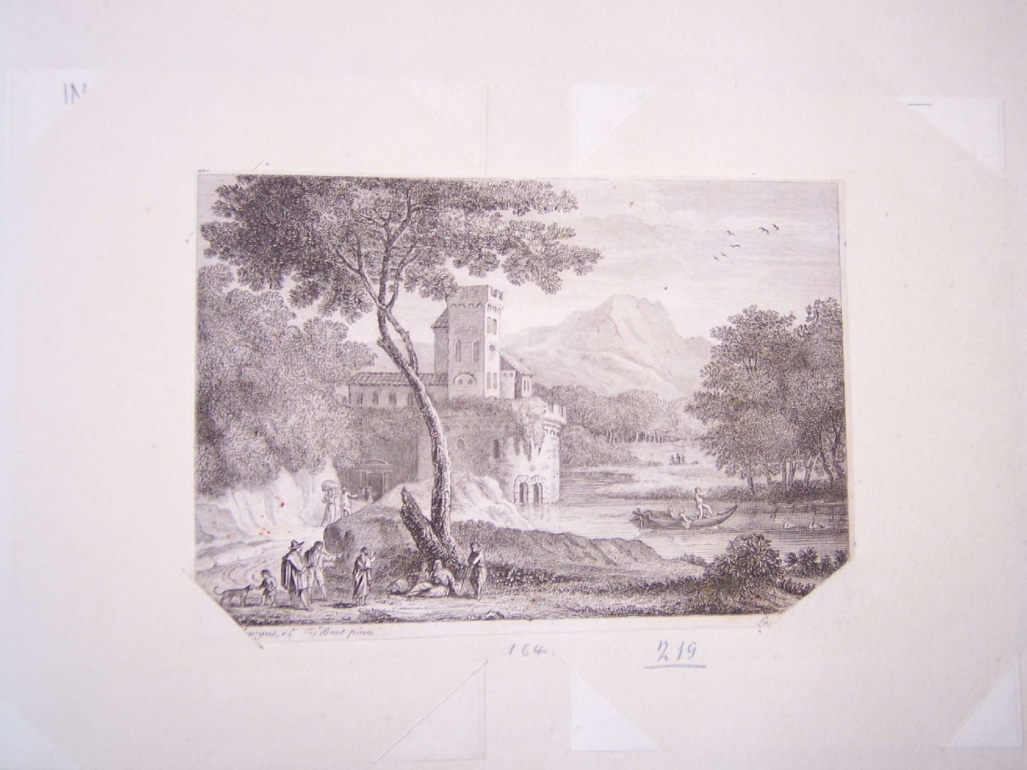 paesaggio lacustre (stampa) di Lasinio Ferdinando, Baudewijns Adriaen Frans (sec. XIX)