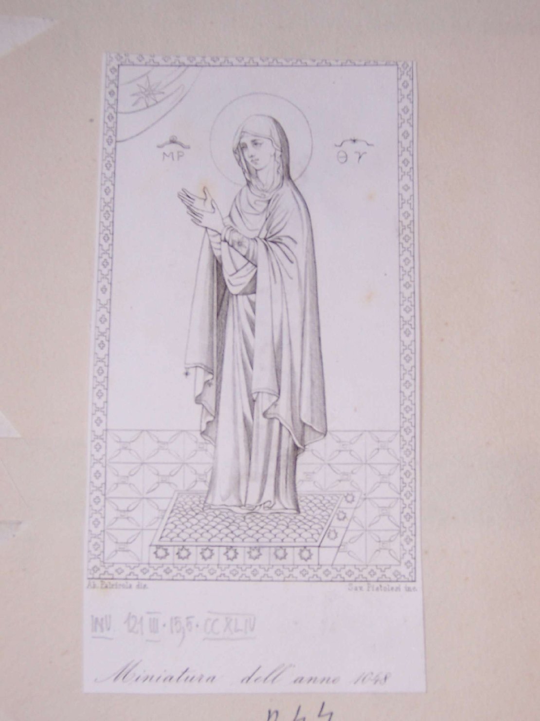 Madonna (stampa) di Pistolesi Saverio, Patricola (sec. XIX)
