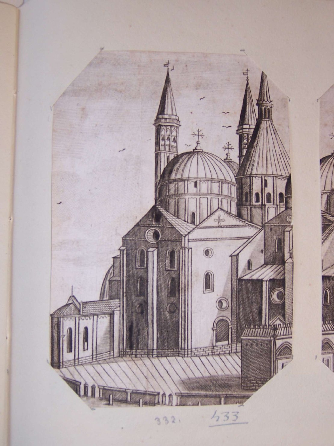 veduta della basilica del Santo a Padova (stampa) - ambito italiano (sec. XVI)