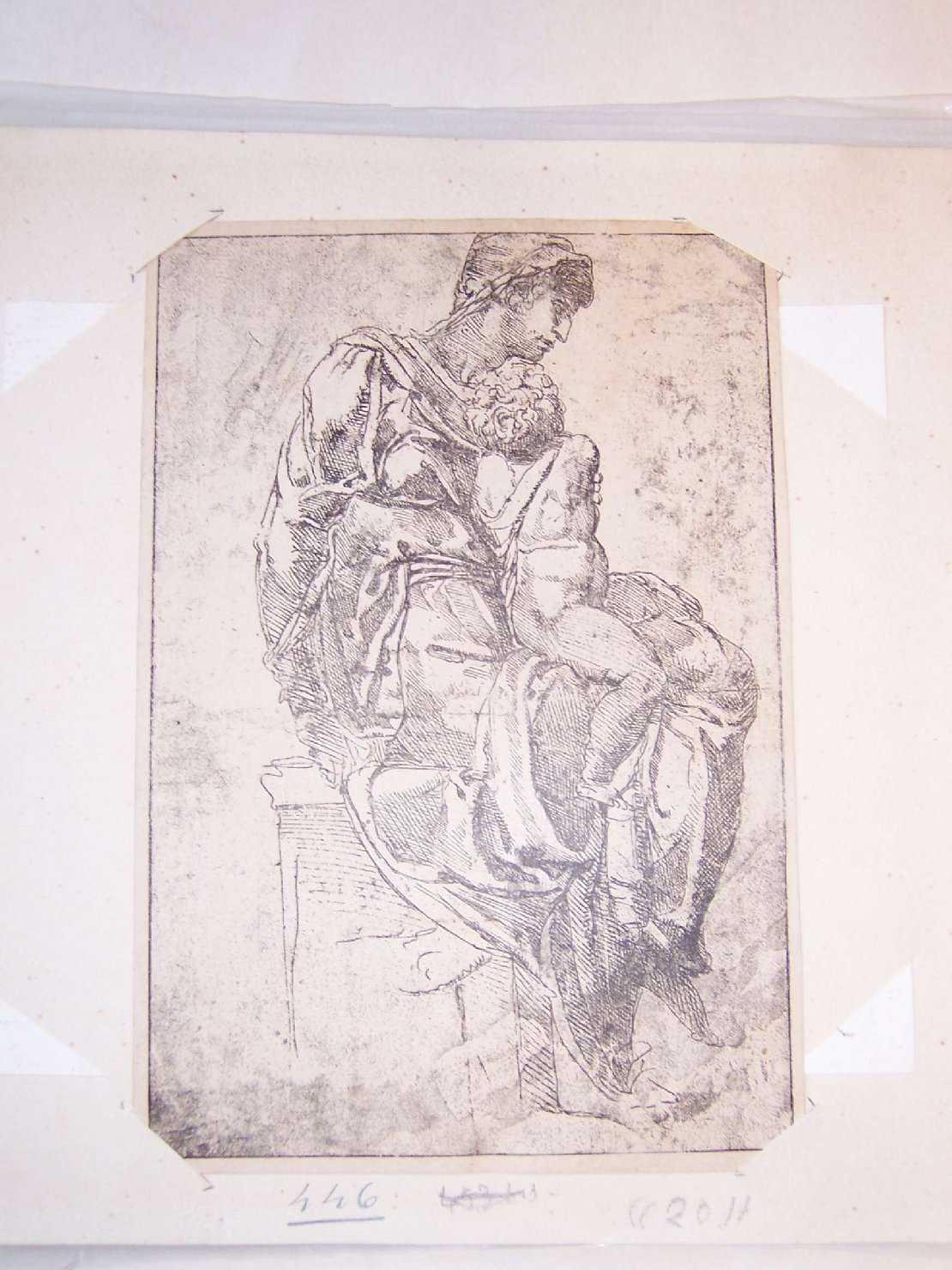 Madonna con Bambino (stampa) di Buonarroti Michelangelo (sec. XIX)