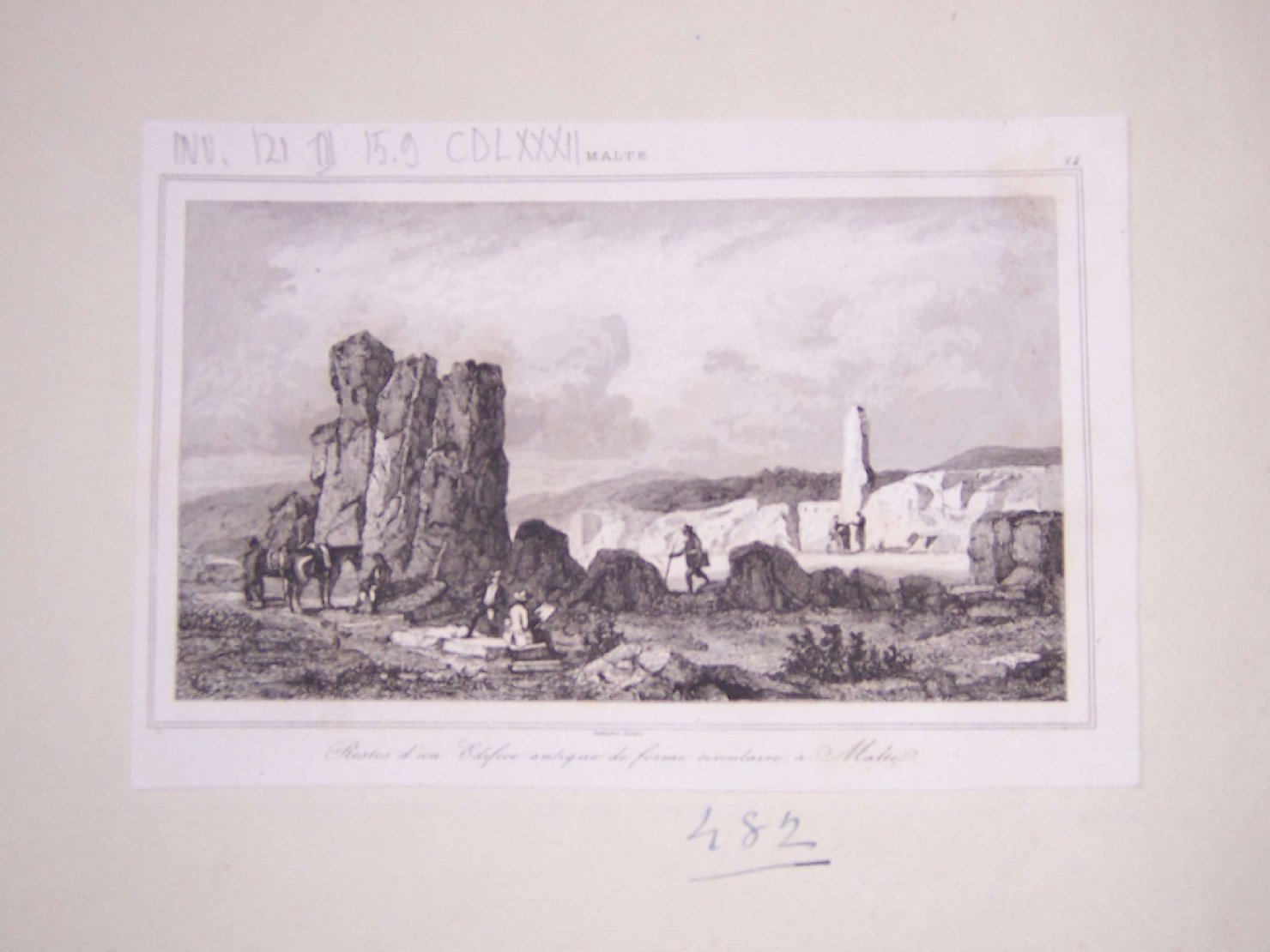 paesaggio con rovine (stampa) di Lemaitre Augustin François (sec. XIX)
