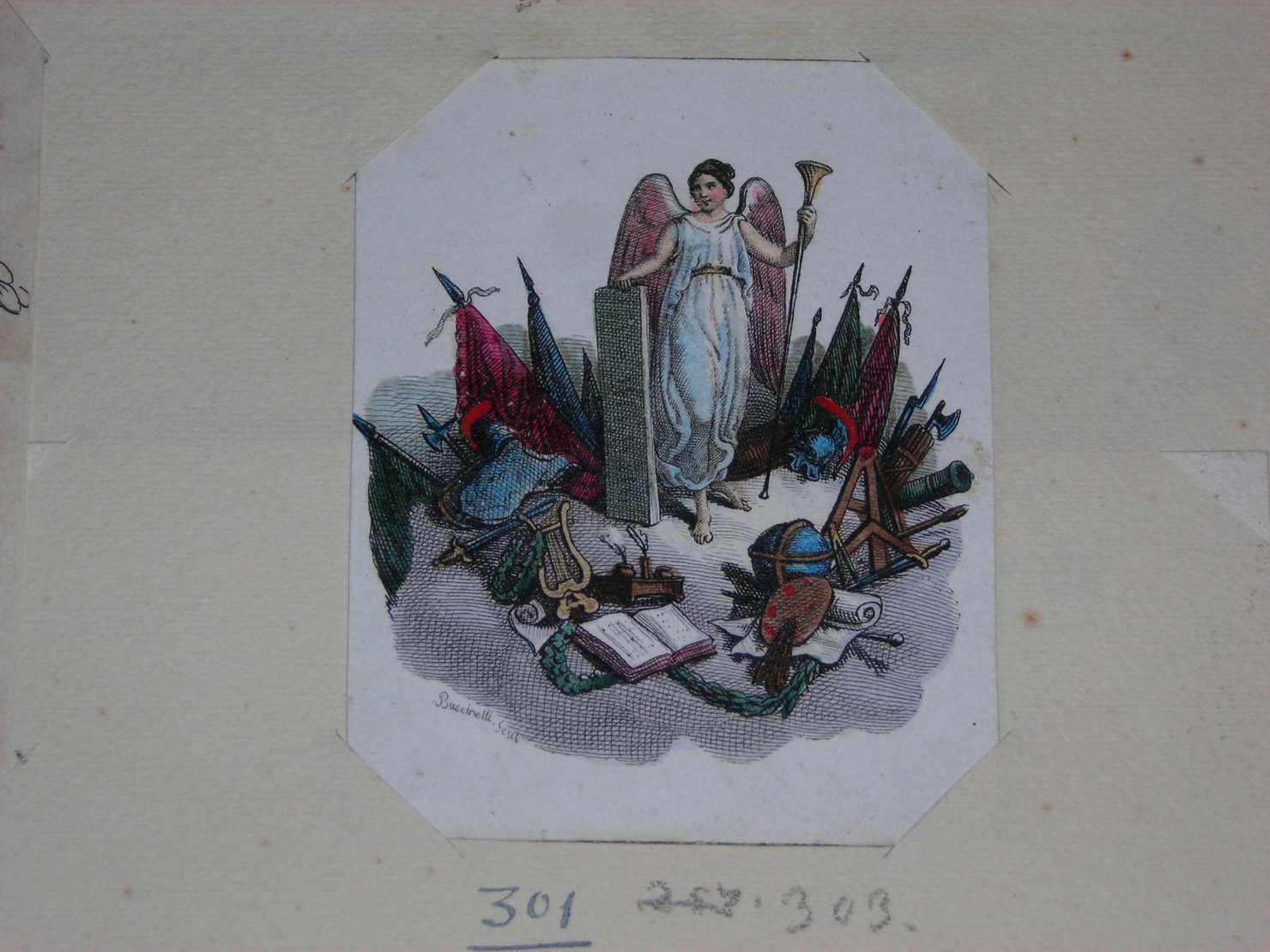 allegoria della Fama (stampa) di Buccinelli Giuseppe (sec. XIX)
