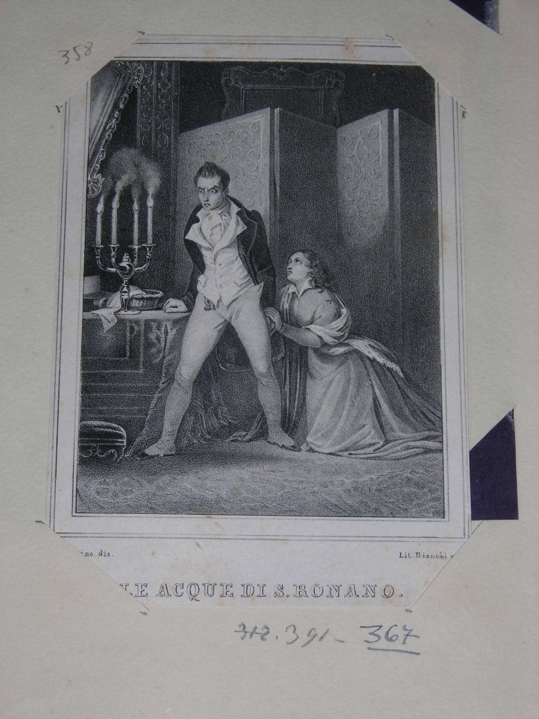 interno con figure (stampa) di Forino G, Bianchi (sec. XIX)