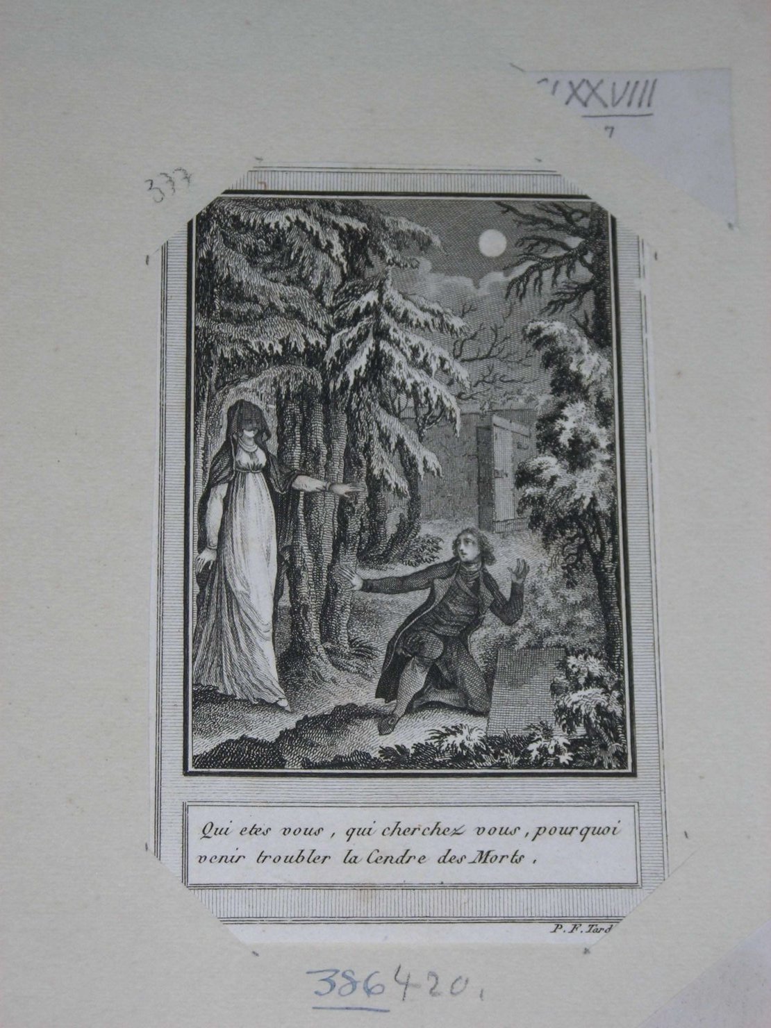cimitero di notte (stampa) di Tardieu Pierre François, Binet Louis (sec. XIX)