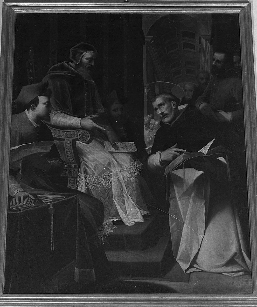 San Raimondo di Pennafort presenta le decretali a papa Gregorio IX (dipinto, opera isolata) di Ligozzi Jacopo (secc. XVI/ XVII)