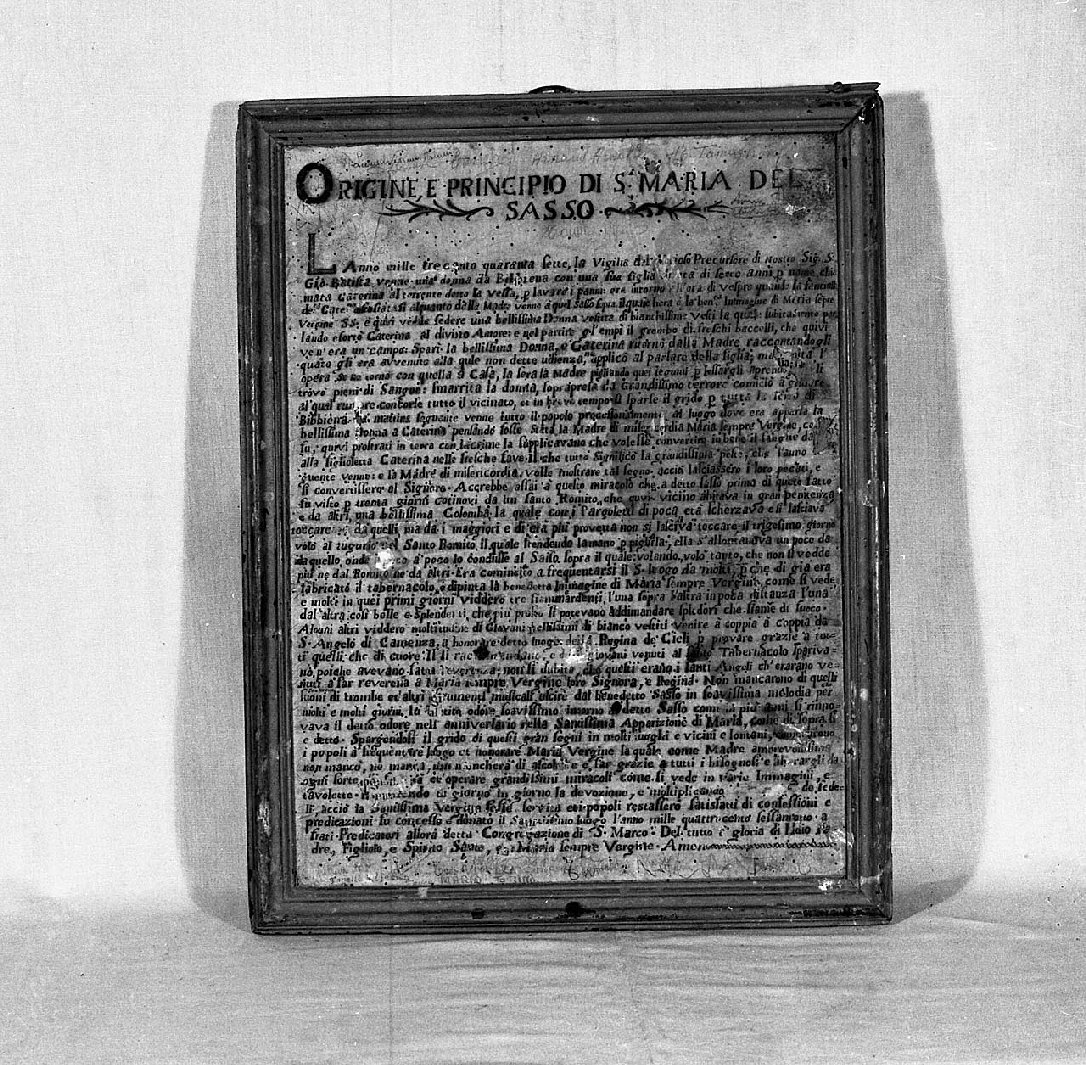 tabella commemorativa, opera isolata - bottega toscana (sec. XVIII)