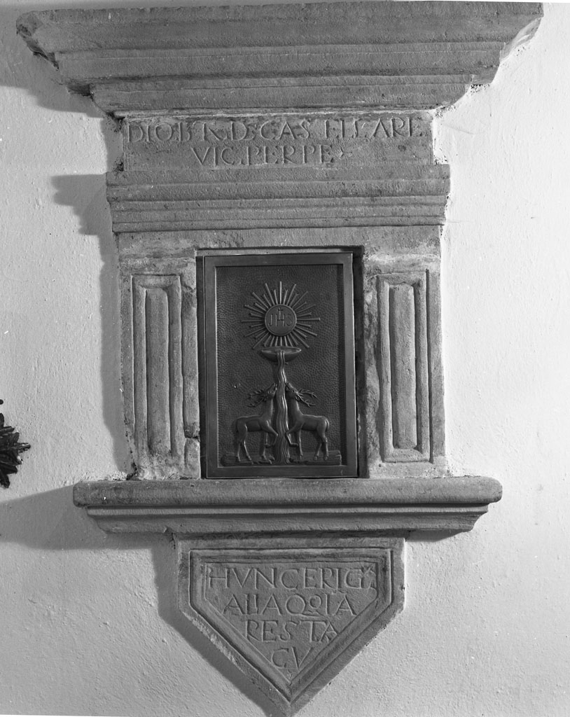 tabernacolo - a frontale architettonico, opera isolata - bottega italiana (fine/inizio secc. XVI/ XVII)