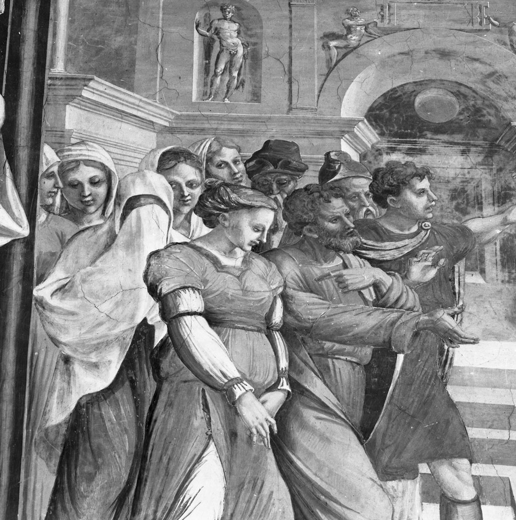 Virginia difronte ai Decenviri (dipinto, ciclo) di Bernabei Tommaso detto Papacello (sec. XVI)