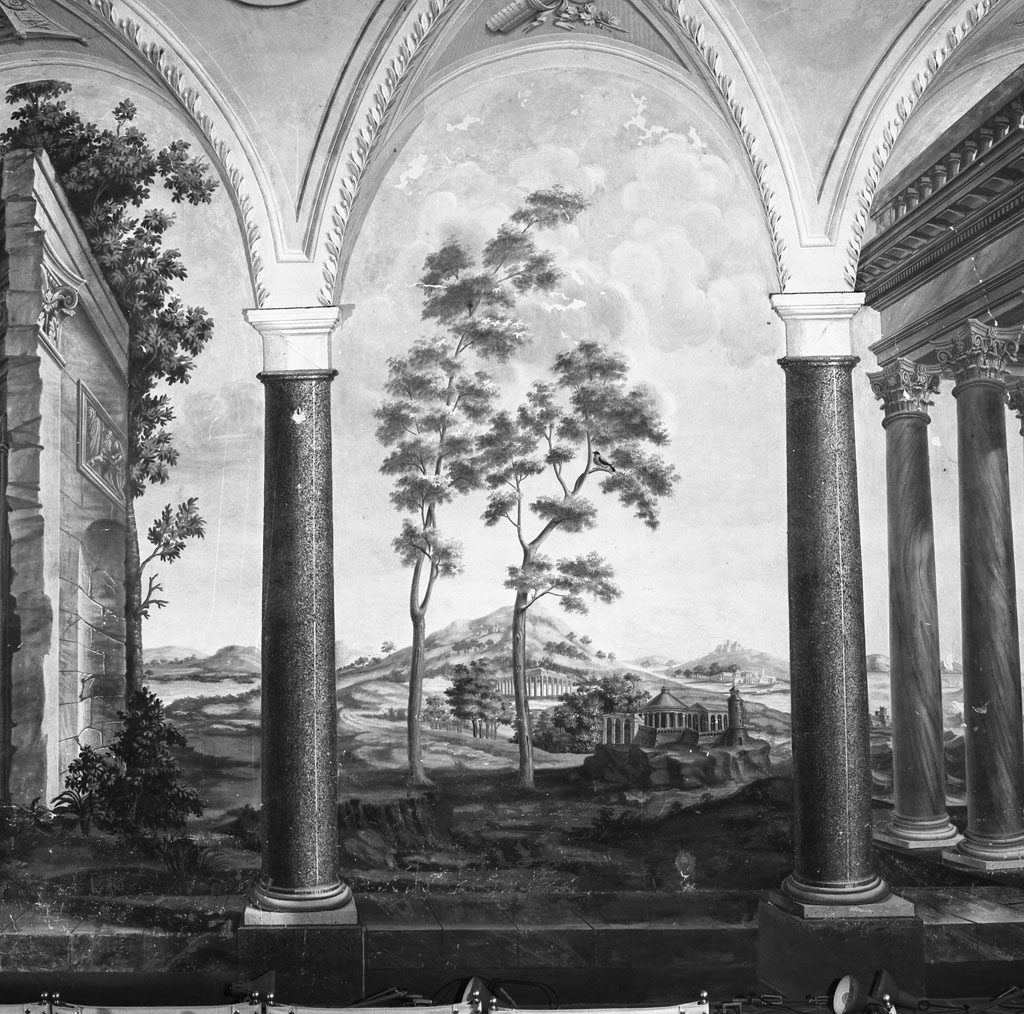 paesaggio con rovine (dipinto, ciclo) di Partini Feridinando (scuola) (sec. XIX)