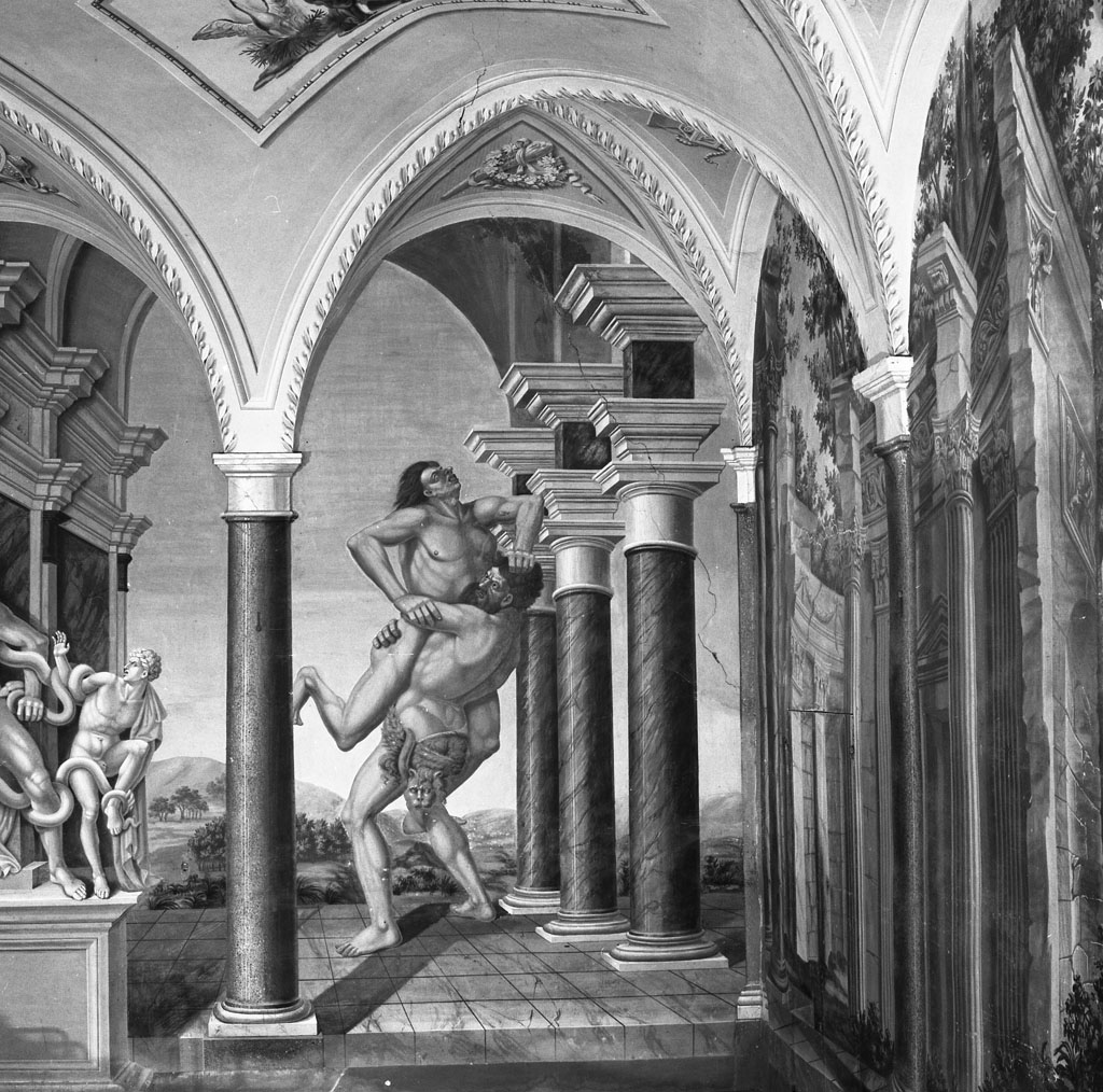 Ercole e Anteo (dipinto, ciclo) di Partini Feridinando (scuola) (sec. XIX)