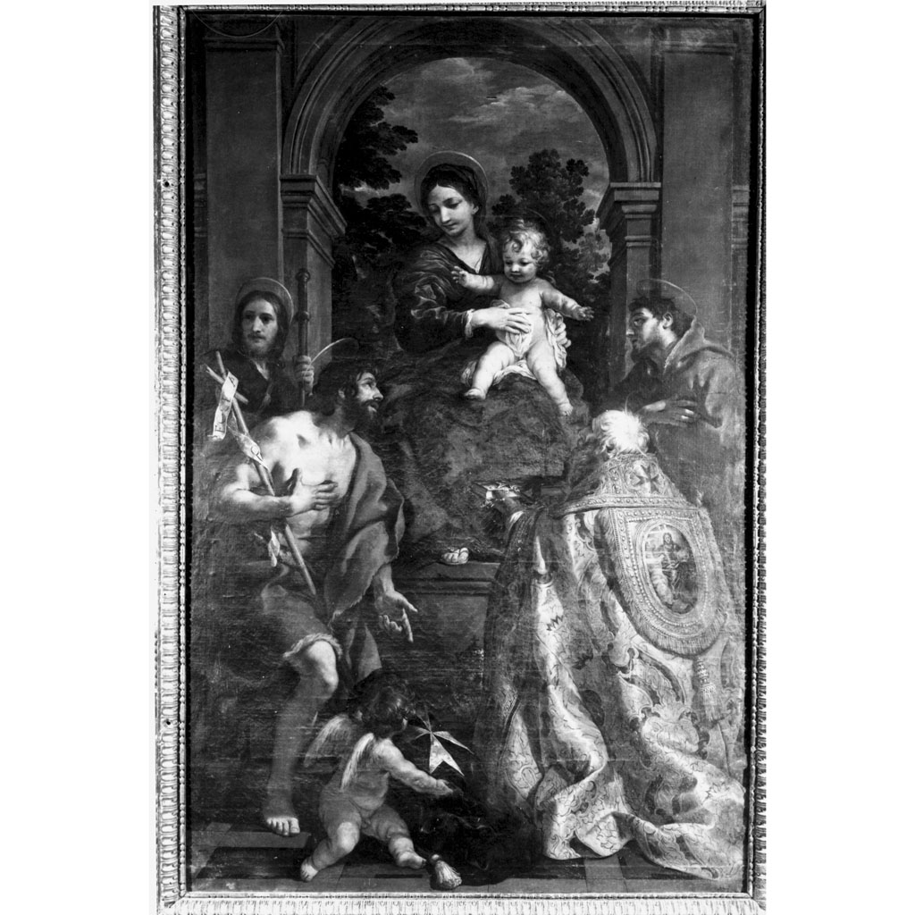 Madonna in trono con Bambino e Santi (dipinto) di Berrettini Pietro detto Pietro da Cortona (attribuito) (sec. XVII)