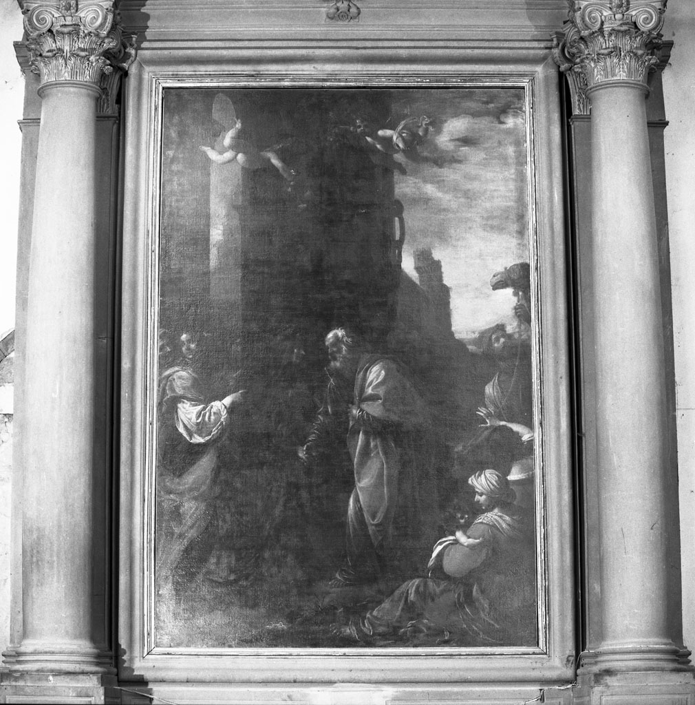 incontro di Sant'Anna e San Gioacchino alla porta aurea (dipinto) di Fidani Orazio (sec. XVII)