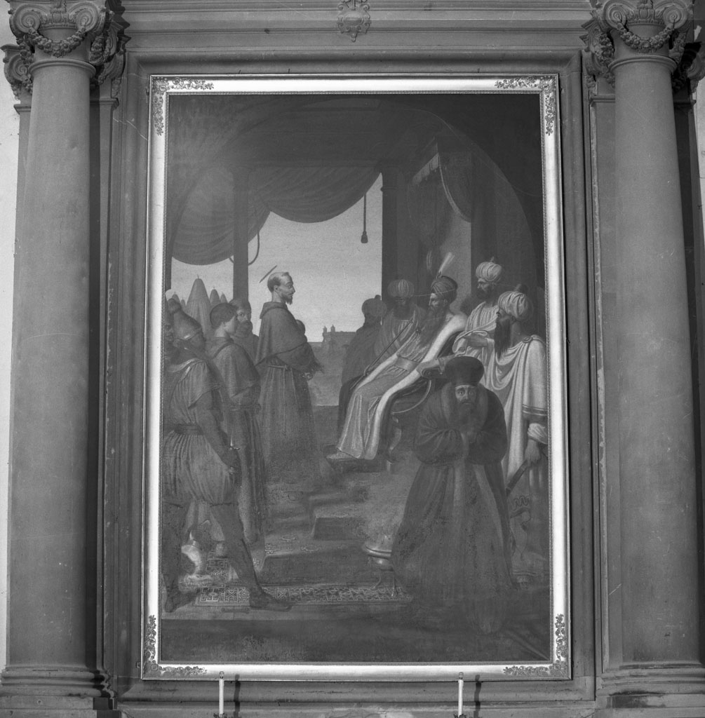 San Francesco d'Assisi predica davanti al sultano (dipinto) di Monti Niccola (sec. XIX)
