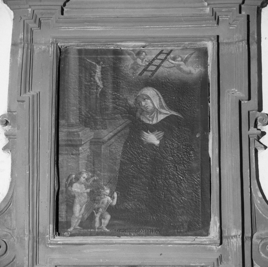 Santa Margherita da Cortona in preghiera davanti al Crocifisso (dipinto) - ambito toscano (sec. XVIII)