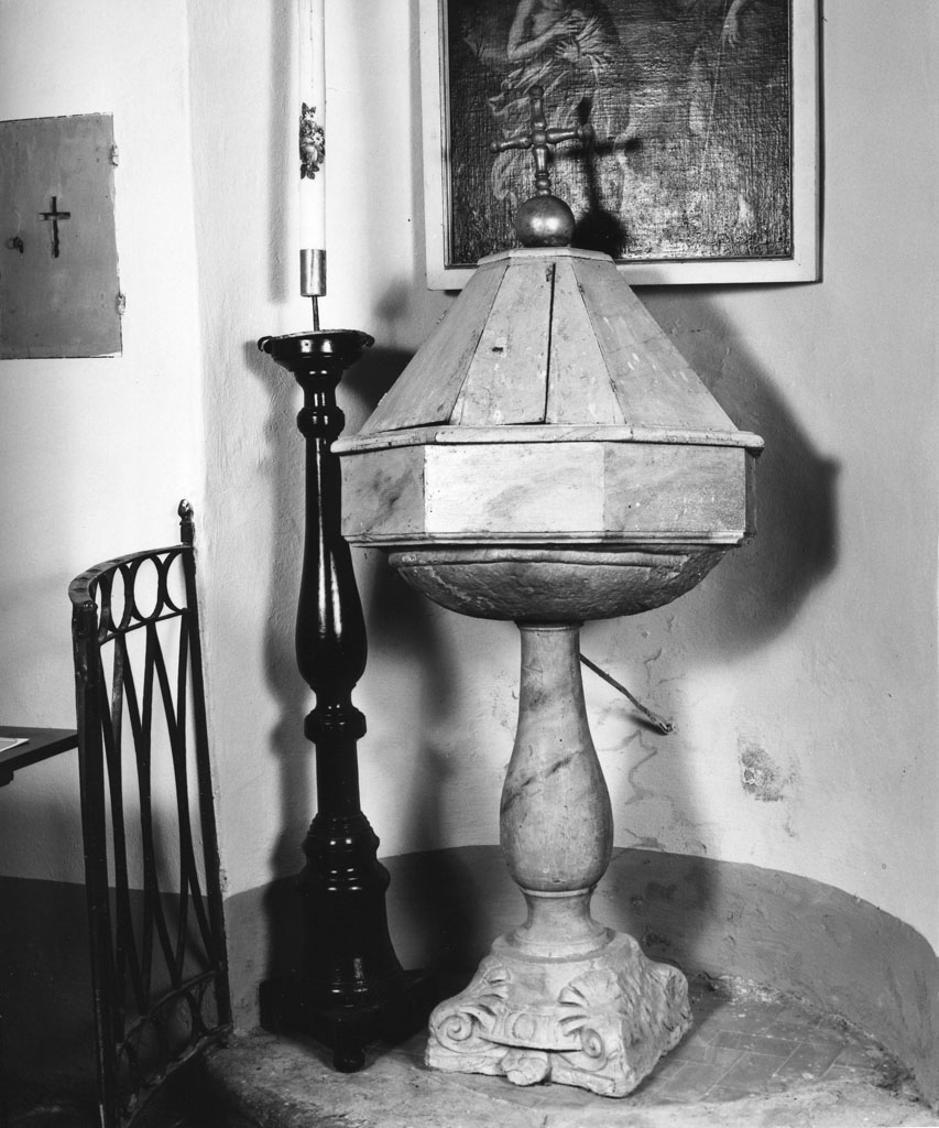 fonte battesimale - a fusto - bottega toscana (prima metà sec. XVI)