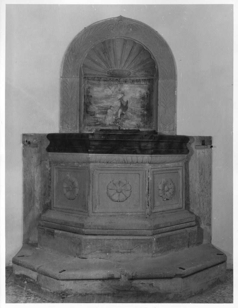 fonte battesimale - a vasca - bottega toscana (sec. XVI)