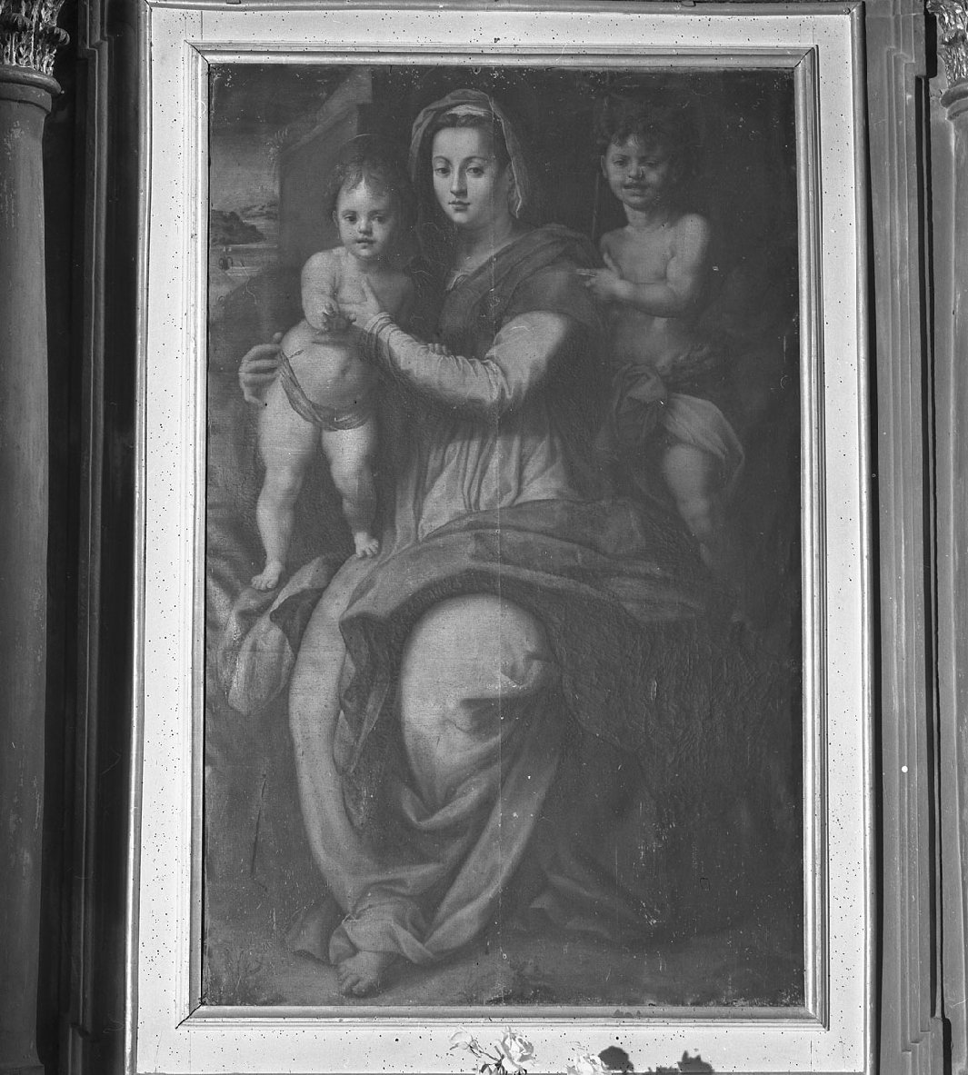 Madonna con Bambino e San Giovannino (dipinto, opera isolata) - ambito toscano (prima metà sec. XVI)