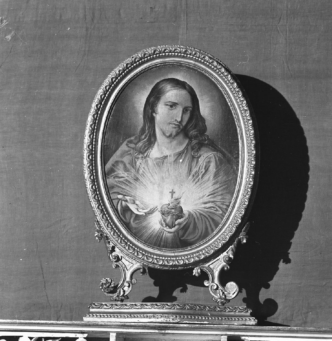Sacro Cuore di Gesù (cornice, opera isolata) - ambito toscano (fine sec. XIX)