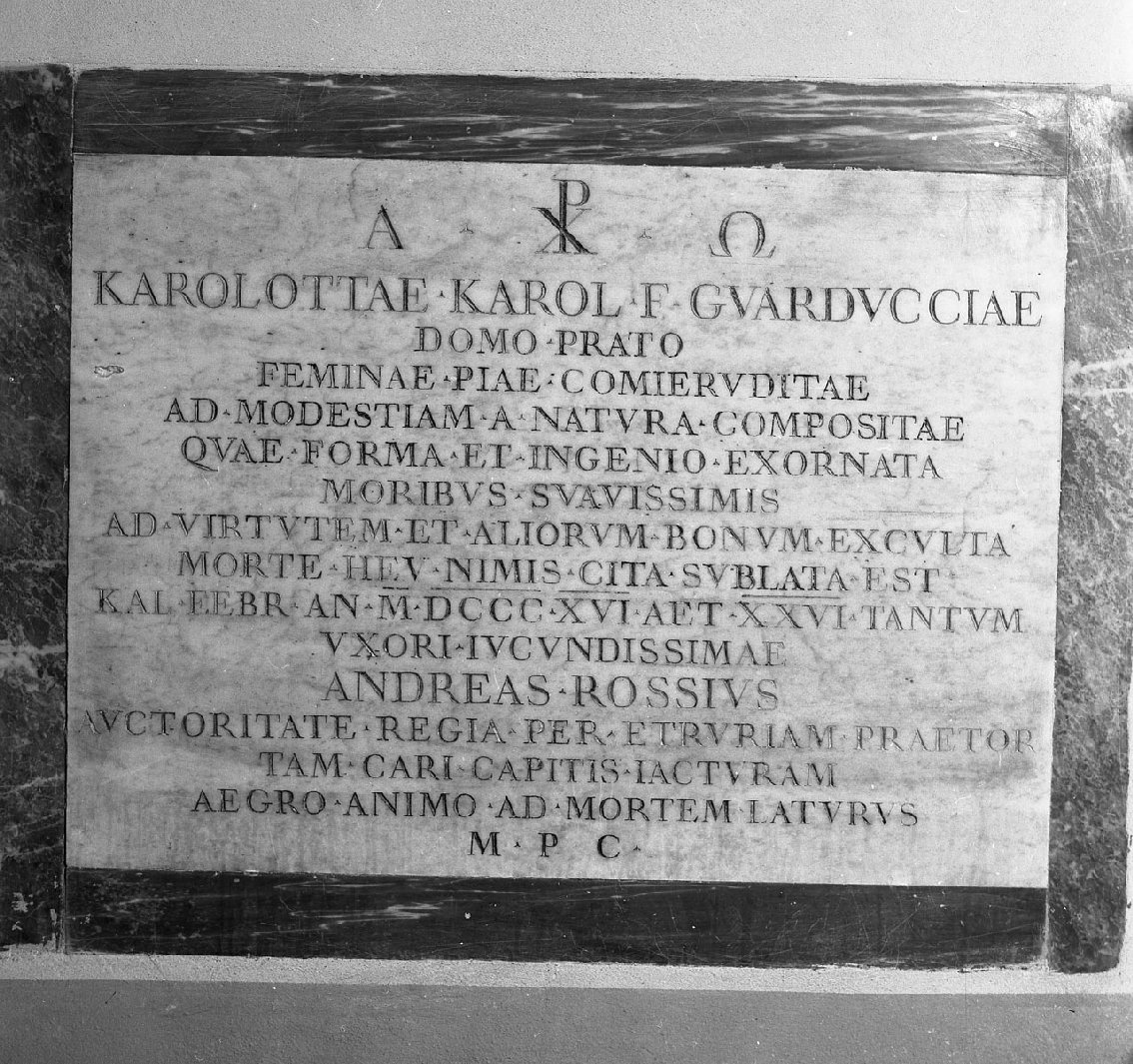 lapide commemorativa, opera isolata - bottega toscana (sec. XIX)