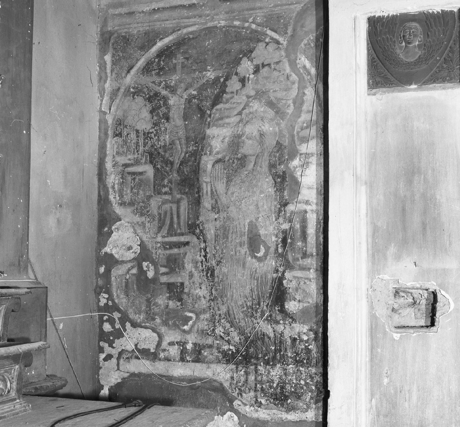 Santa Maria Maddalena ai piedi di Cristo crocifisso (dipinto) - ambito umbro (metà sec. XV)