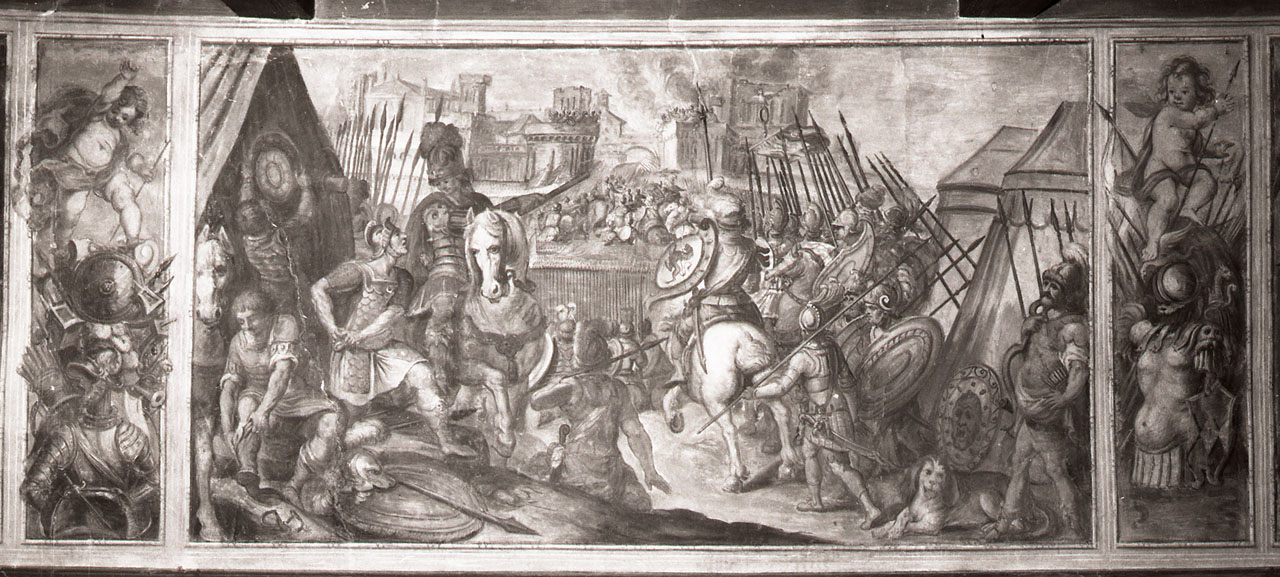 Gli aretini sottomettono Cortona e Città di Castello (dipinto, elemento d'insieme) di Torri Teofilo (sec. XVII)