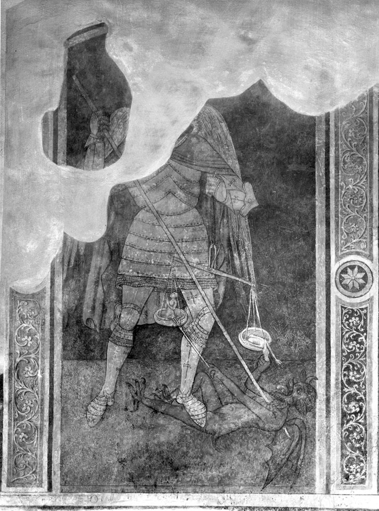 San Michele Arcangelo pesa le anime (dipinto, frammento) - ambito toscano (seconda metà sec. XV)