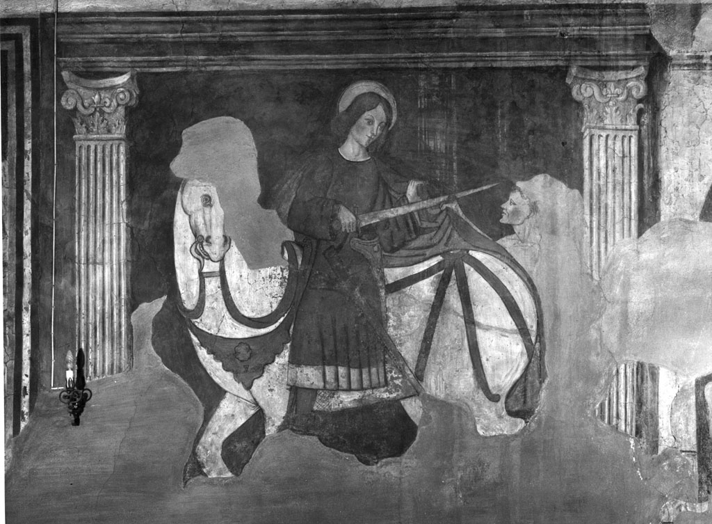 San Martino dona parte del mantello al povero (dipinto, frammento) - ambito toscano (seconda metà sec. XV)