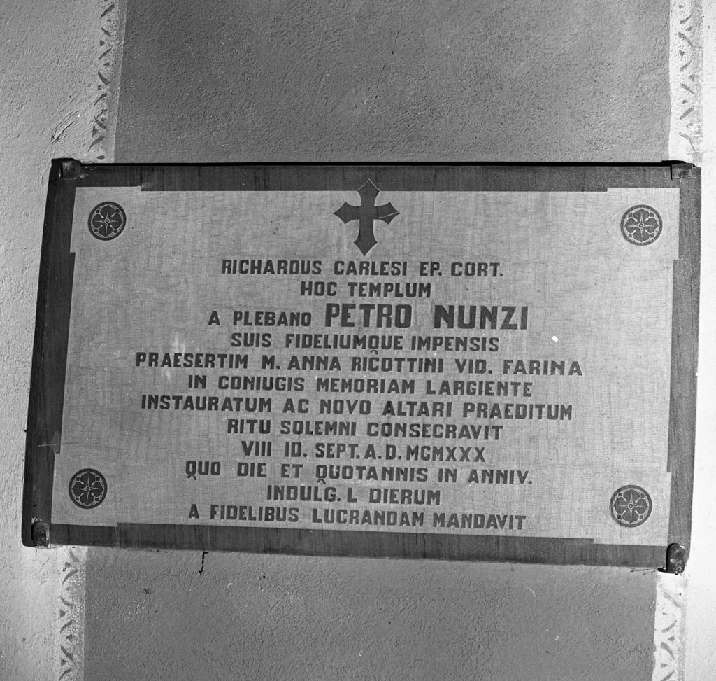 lapide commemorativa, opera isolata - bottega cortonese (sec. XX)