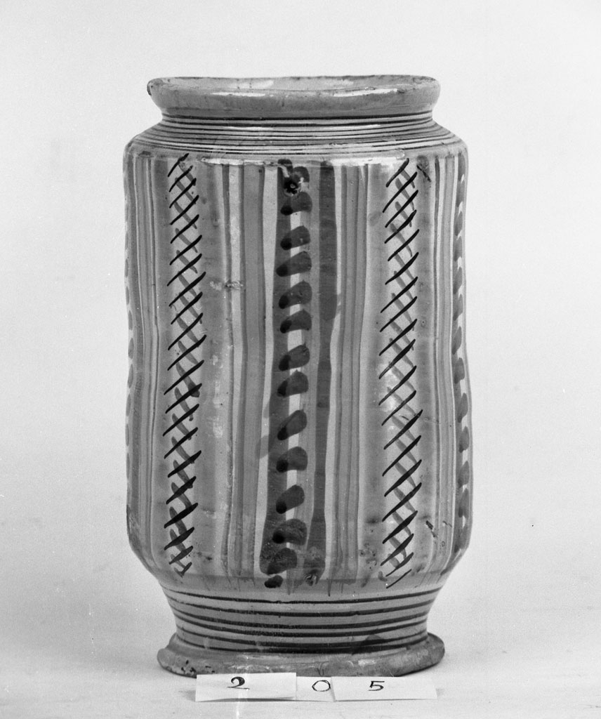 vaso da farmacia, opera isolata - bottega di Montelupo (fine/inizio secc. XVI/ XVII)