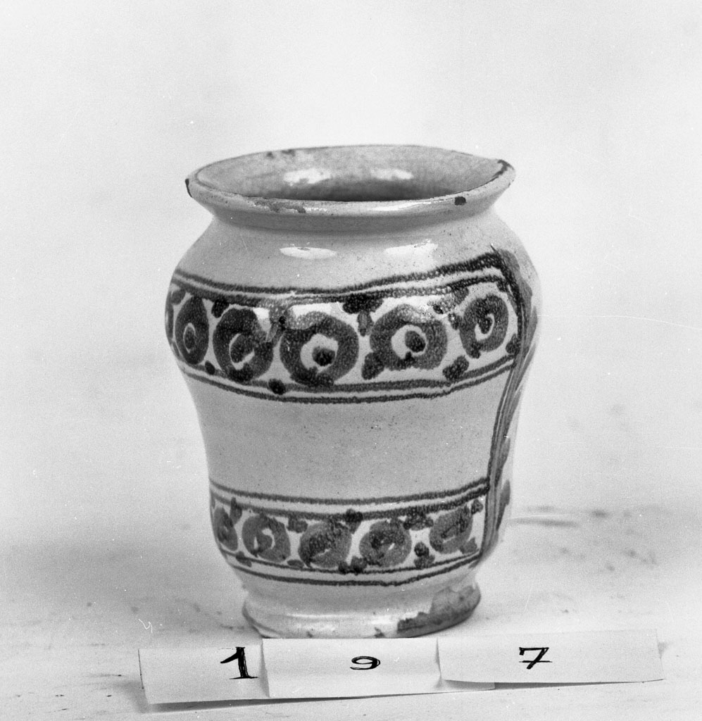 vaso da farmacia, opera isolata - bottega Italia centro-settentrionale (fine/inizio secc. XVII/ XVIII)
