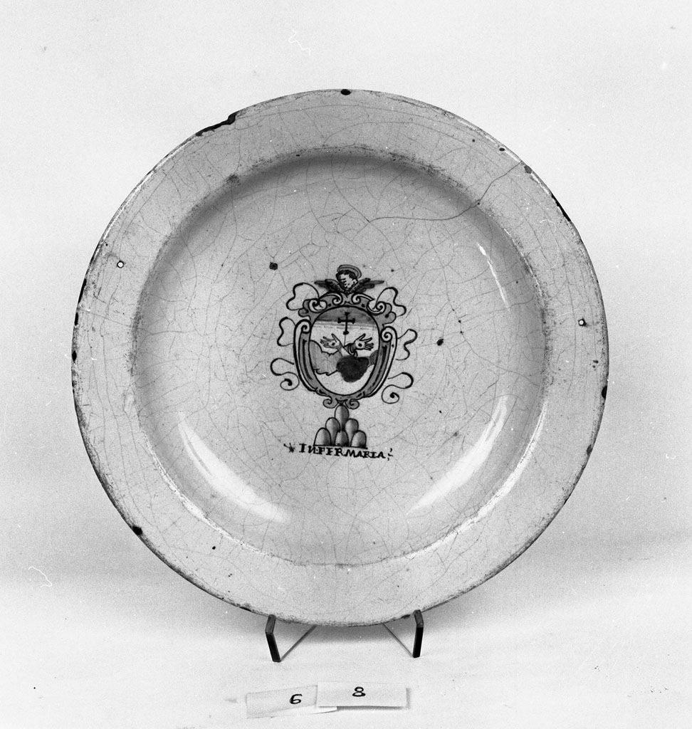 piatto, opera isolata - bottega derutese (prima metà sec. XVII)